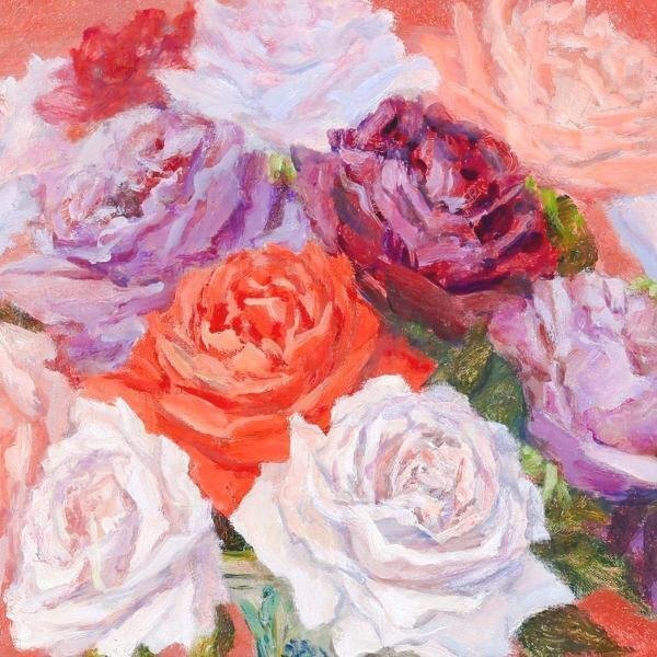 Yahoo!オークション - 【真作】【WISH】西嶋俊親「薔薇」油彩 6号 壺に